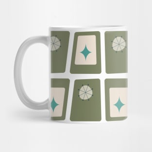 Mid Century Funky Blocks 2 in Green, Teal and Cream Mug